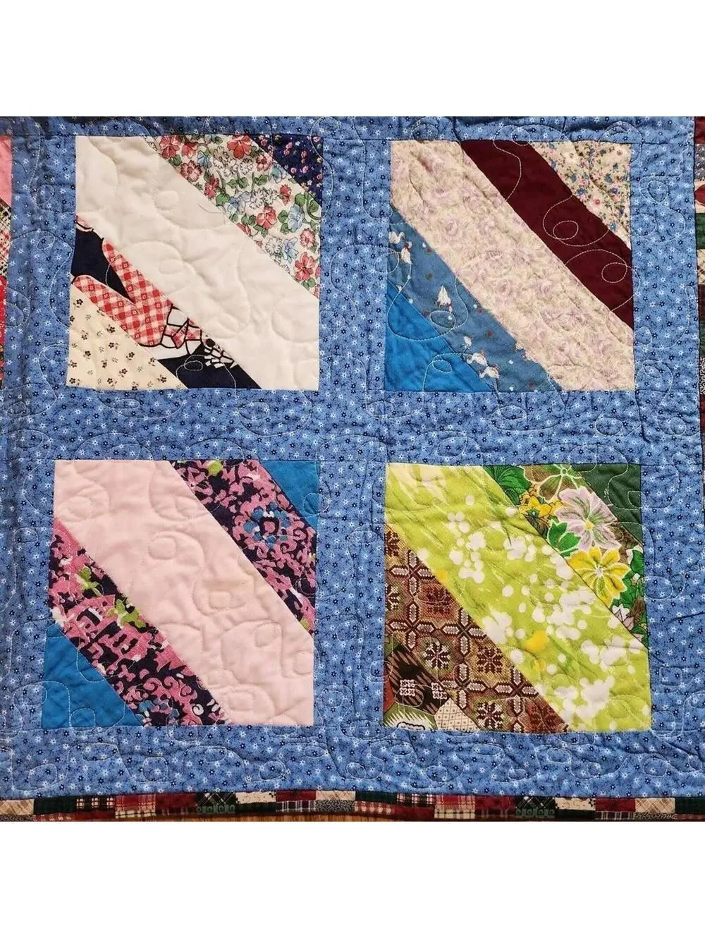 Gorgeous Handmade Jelly Roll Fun and Bright Quilt 38 x 38 Inch